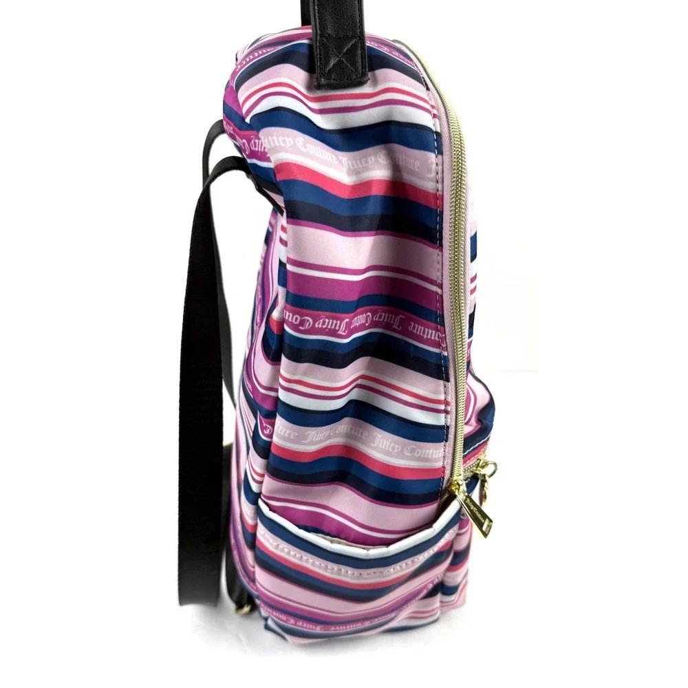 Juicy Couture‎ Wild Heart Striped Squad Backpack Nylon Medium Handbag New